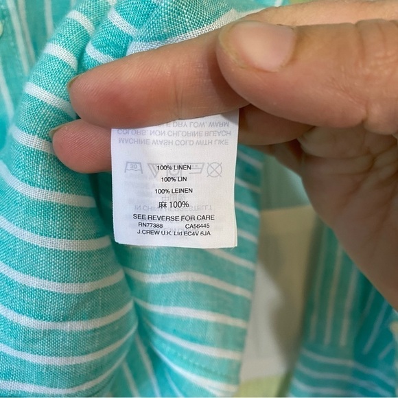 J Crew Irish Linen Baird McNutt Striped Button Down Shirt Sz 00 - Picture 4 of 9